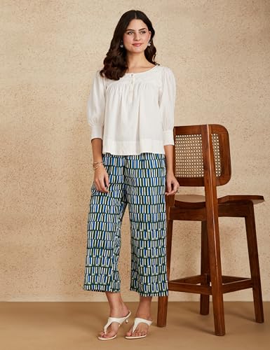 Amazon Brand - Myx Cotton Palazzos,PAG 207_Black Blue_XS - Image 3