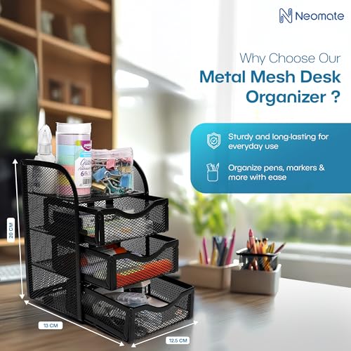 Neomate 3-Drawer Metal Mesh Mini