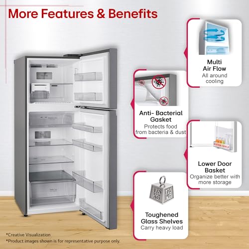 LG 322 L, 2 Star, Convertible, Smart Inverter, Frost Free Double Door Refrigerator (GLT3226SNDS, Dazzle Steel, Express Freeze & Multi Air Flow) - Image 5