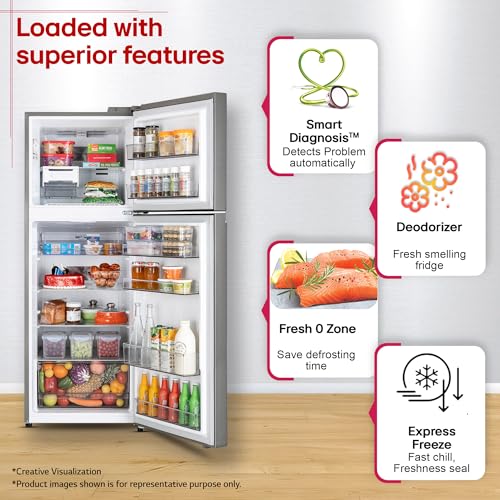 LG 322 L, 2 Star, Convertible, Smart Inverter, Frost Free Double Door Refrigerator (GLT3226SNDS, Dazzle Steel, Express Freeze & Multi Air Flow) - Image 6