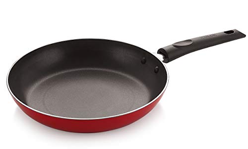 Nirlon Aluminium Pfoa Free Non Stick Gas Compatible Frying Pan/Tapper Pan,22 cm (Red)[3_mm_TP22]