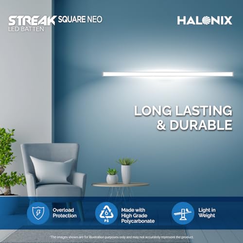 Halonix 20W LED Cool White Batten, Pack Of 2, (Streak Squar), B22D - Image 5