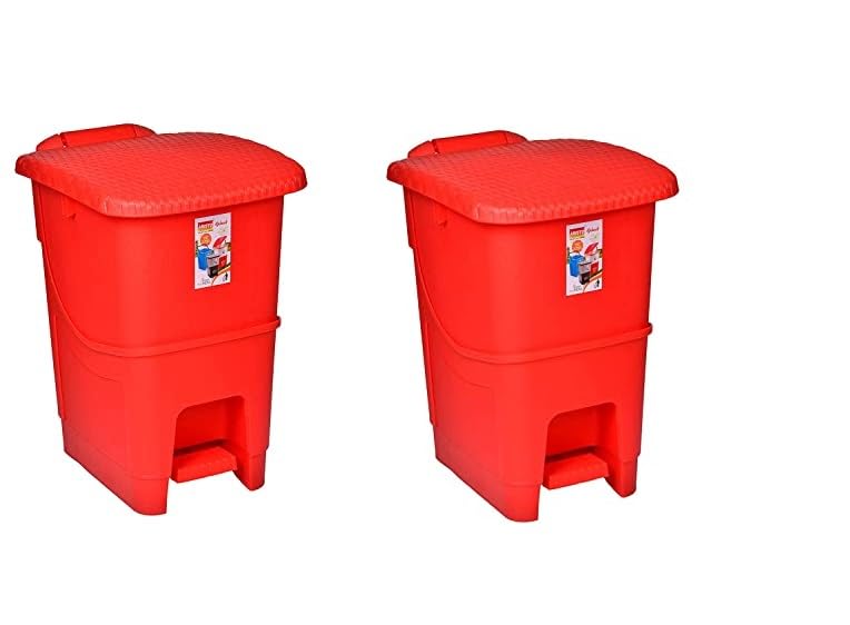 ARISTO splash plastic pedal dustbin 25 Ltr RED/RED (COMBO)