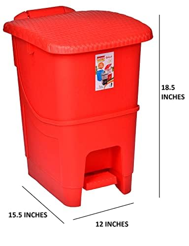 ARISTO splash plastic pedal dustbin 25 Ltr RED/RED (COMBO) - Image 5