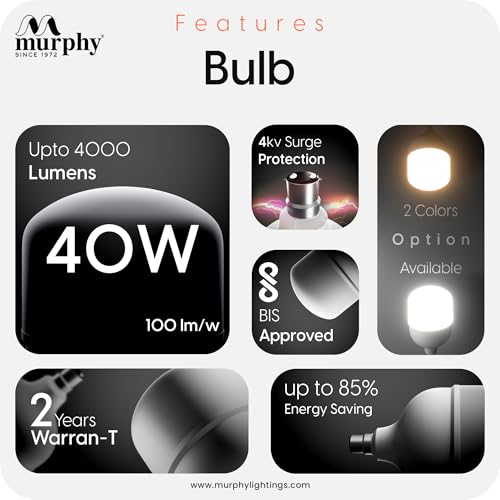 Murphy Base B22 40w LED Globe High Wattage Bulb (Warm White) - Image 4