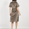 Women Solid V-Neck A-Line Midi