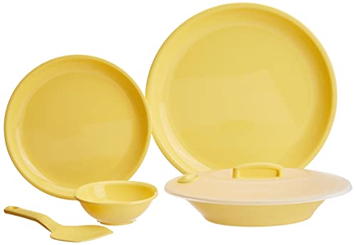 Signoraware Plastic Round Dinner Set (Lemon Yellow) - 23 Pieces - Image 2