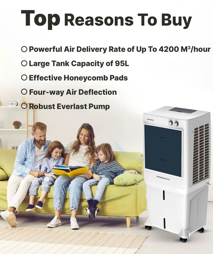 Crompton 95 L Desert Air Cooler (Blue, White, ACGC-SUREBREEZE 95) - Image 3