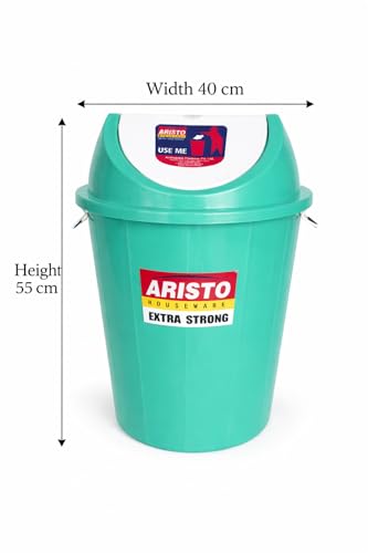 ARISTO Plastic Swing-Lid Garbage Waste Dustbin 32 L, (Green) - Image 3