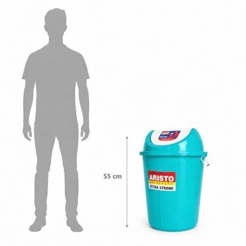ARISTO Plastic Swing-Lid Garbage Waste Dustbin 32 L, (Green) - Image 7