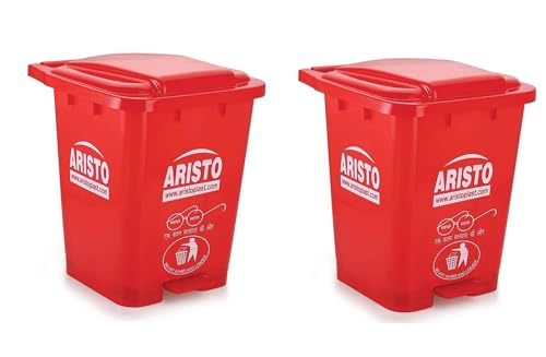 ARISTO Plastic Pedal Garbage Waste Dustbin 45 LTR RED/RED (COMBO)