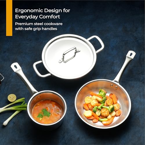 Lifelong Triply 4-piece cookware Set|Kadai,Frypan