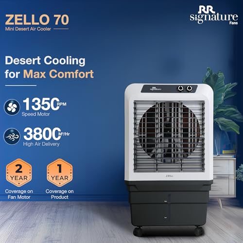 RR Signature Zello HC 70 LTR | Desert Air Cooler with High Air Delivery | Honeycomb Pads | 4-Way Air Deflection | Vertical Auto Swing | Castor Wheels | Inverter Compatibility |1 Year Warranty by RR - Image 4
