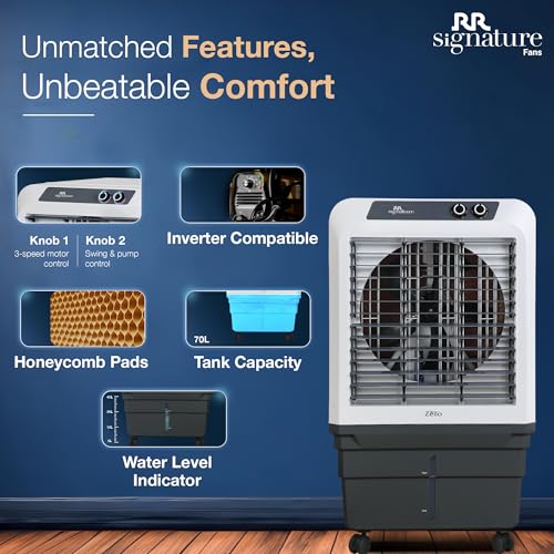RR Signature Zello HC 70 LTR | Desert Air Cooler with High Air Delivery | Honeycomb Pads | 4-Way Air Deflection | Vertical Auto Swing | Castor Wheels | Inverter Compatibility |1 Year Warranty by RR - Image 5