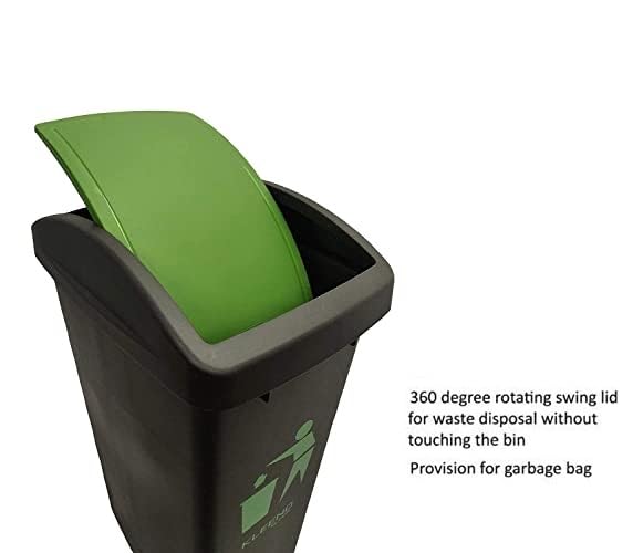 CELLO Plastic Swing-Lid Garbage Dustbin (48 Ltr, Green/Blue/Black)