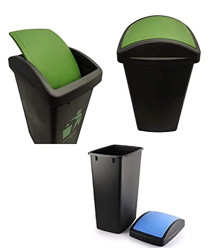 CELLO Plastic Swing-Lid Garbage Dustbin (48 Ltr, Green/Blue/Black) - Image 3