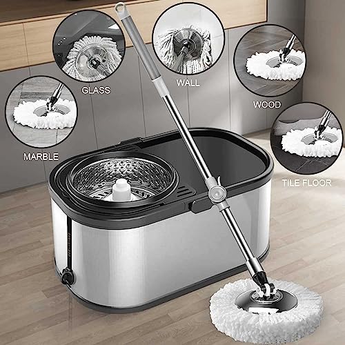 Rokoo 360 Degree Spin Stainless Steel Bucket Mop (Silver) - Image 5