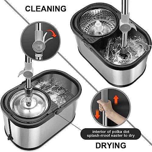 Rokoo 360 Degree Spin Stainless Steel Bucket Mop (Silver) - Image 6