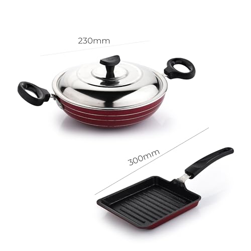 Crystal Classic Series 7-pc Non-Stick Cookware Set, PFOA Free, Red - Image 3