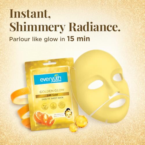 Everyuth Naturals Golden Glow 24K Gold Sheet Mask Pack of 3 - Image 2