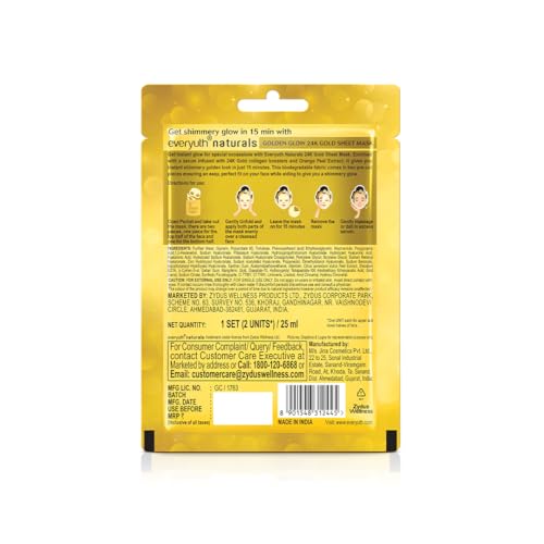 Everyuth Naturals Golden Glow 24K Gold Sheet Mask Pack of 3 - Image 7