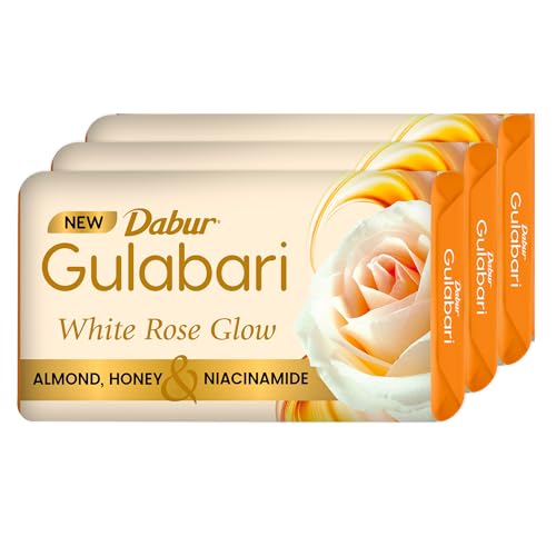 Gulabari White Rose Soap - 450g (150g x 3) | Moisturizing Bathing Soap for Soft, Glowing Skin for Skin & Body | Goodness of Almond Milk, Honey & Niacinamide
