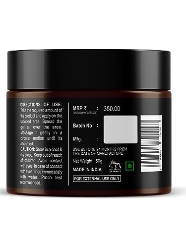 Beardo Tattoo Shiner Gel, 50g | Hydro Gel Heals & Maintains Tattoo Ink | Tattoo Gel for Men with Almond Oil & Turmeric Extract | Brightens & Shines Tatoo for Men - Image 6