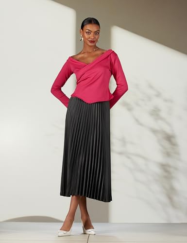 Athena Lifestyle Fuchsia Regular Sleeves Solid Party Top - Image 2