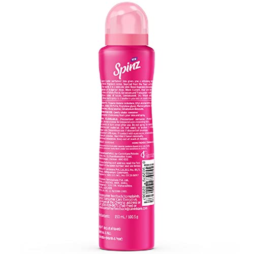 Spinz Exotic Perfumed Deo for Women, with Bulgarian Rose Fragrance for Long Lasting Freshness and 24 Hours Protection from Odour causing Bacteria, 150ml - Image 3