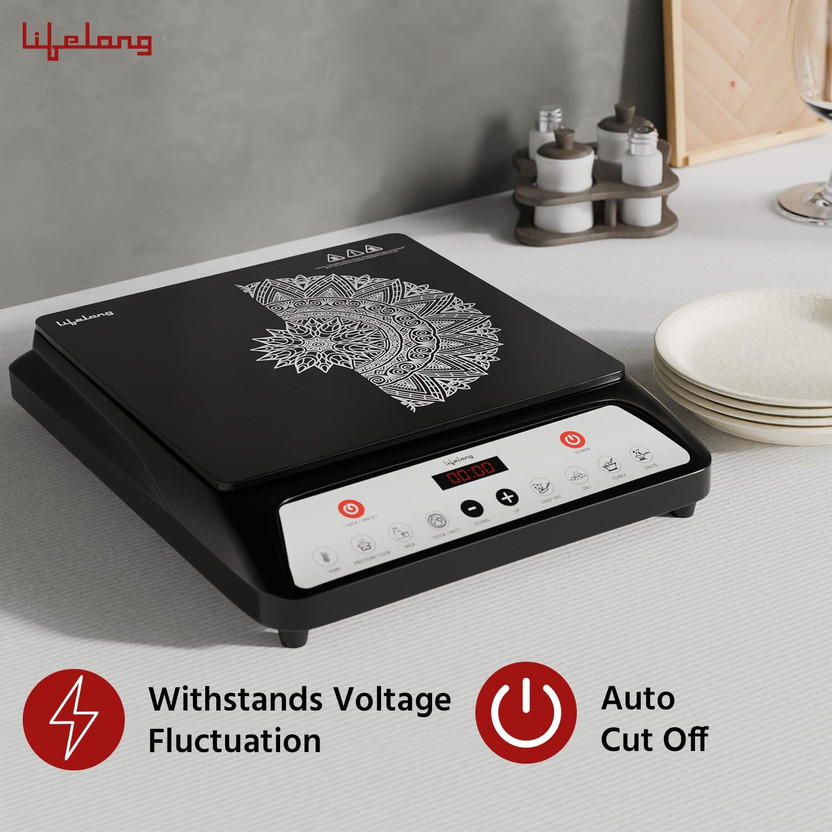 Lifelong 1800 W Induction Cooktop Push Button (Black, LLIC100) - Image 3