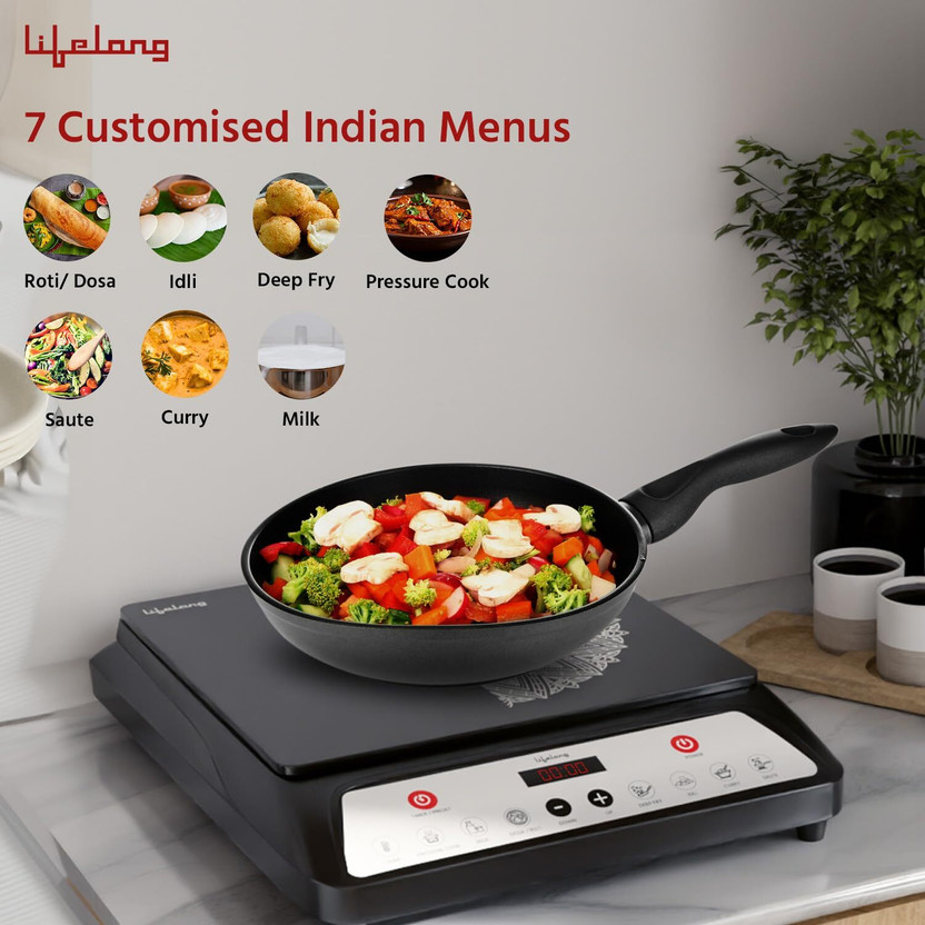 Lifelong 1800 W Induction Cooktop Push Button (Black, LLIC100) - Image 4
