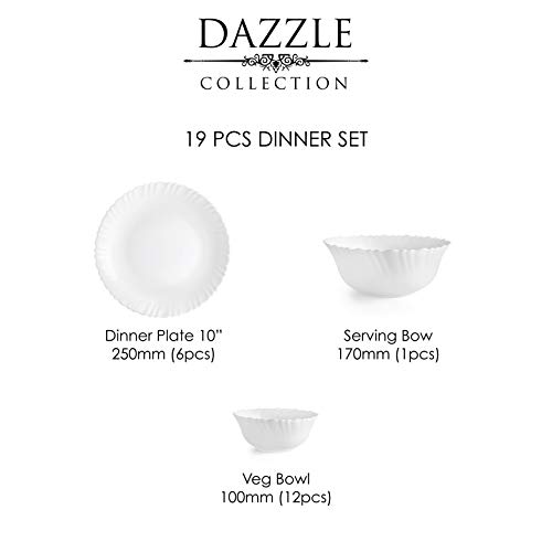 Cello Opalware Dazzle Margarita Dinner Set, 19pcs, White - Image 6