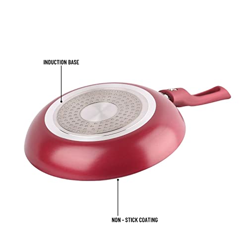 Cello Crown Induction Base Taper Fry Pan 22cm, Maroon (Aluminium) - Image 6