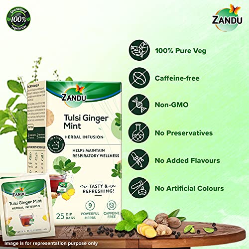 Zandu Tulsi Ginger Mint Herbal