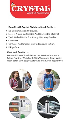 Crystal Silk Stainless Steel Water Bottle -1000 ml (Pack of 1) - Image 6