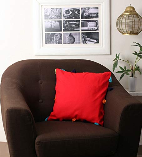 Lushomes Plain Cotton Cushion Cover/Pillow Cover (12 x 12 (Set of 1), D.Red)