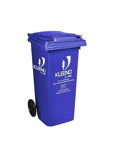 Cello Manual-Lift Garbage Waste Dustbin with Wheel (120 LTR, Blue)