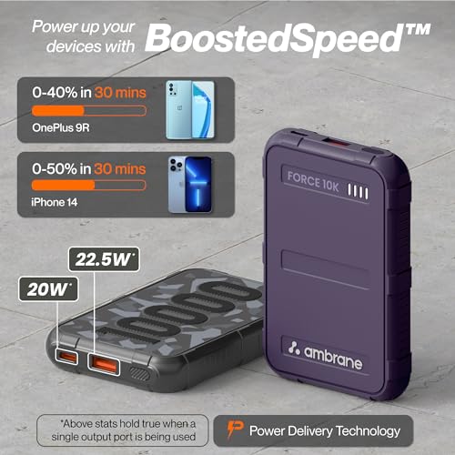 Ambrane 10000mAh Power Bank, Rugged