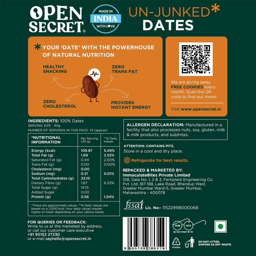 OPEN SECRET Premium Khajur Dates (2 x 400 g) - Image 3