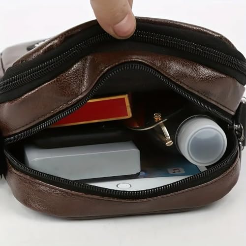 Vegan Leather Messenger Bag Shoulder Bag | Sling Cross Body Travel Bag - Image 5