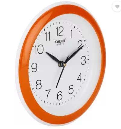 Kadio Analog 20 cm X 20 cm Wall Clock (Orange with Glass, Standard) - Image 4