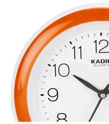 Kadio Analog 20 cm X 20 cm Wall Clock (Orange with Glass, Standard) - Image 6