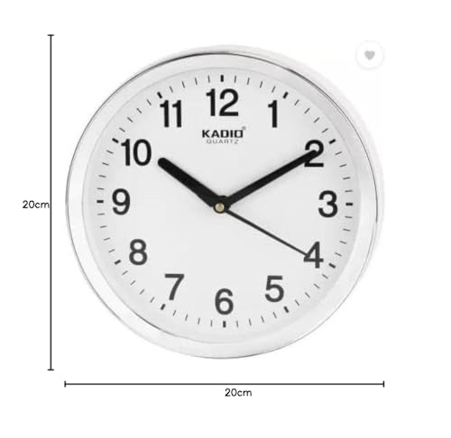 Kadio Analog 20 cm X 20 cm Wall Clock (White, with Glass, Standard) - Image 4