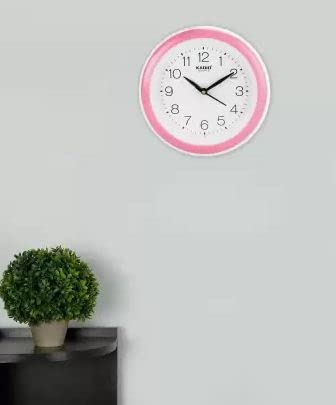 Kadio Analog 20 cm X 20 cm Wall Clock (Pink with Glass, Standard) - Image 2
