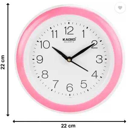 Kadio Analog 20 cm X 20 cm Wall Clock (Pink with Glass, Standard) - Image 3
