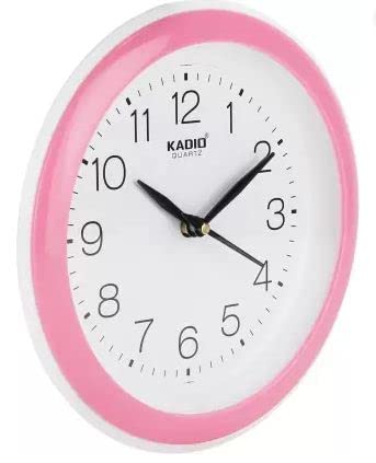 Kadio Analog 20 cm X 20 cm Wall Clock (Pink with Glass, Standard) - Image 4