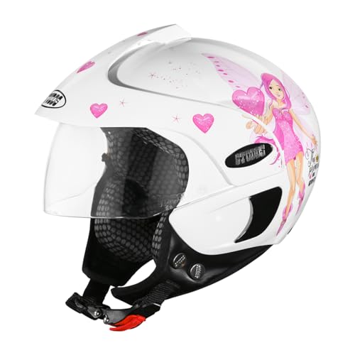 Studds Marshall D2 Open Face Kids Helmet (Girl's, White Pink - XXXS)