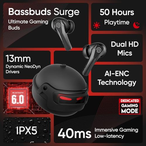 pTron Bassbuds Surge TWS Gaming
