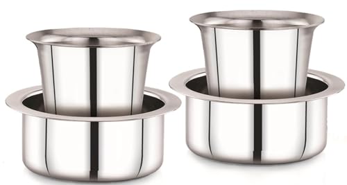 KC Stainless Steel Dabara Set | Tea, Coffee Dabara Set | South Indian Coffee Glass Tumbler Set of 2 | Serving Drinkware | Stainless Steel Dabara Tumbler Set, 200 ML Capacity