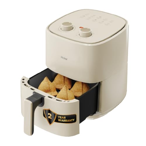 Haier Air Fryer 5 Litre Manual Control 1500 Watts Powerful Heating 3D Hot Air Baking Technology 10 Preset Recipes Auto Shut off 2 Year Warranty HAF-M503I